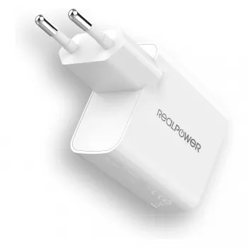 Carregador RealPower PC-20 smartphone tablet branco