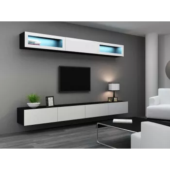 Armário Cama VIGO 90 fechado 90/35/32 preto/branco brilhante