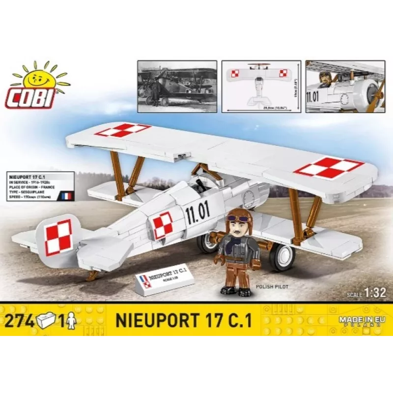 Cobi Conjunto de blocos de construção Nieuport 17 C.1 kit de modelismo de 274 peças