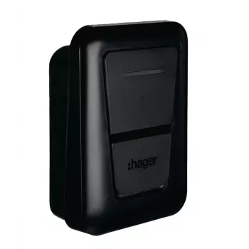 Posto de carregamento de VE de parede Hager witty one 11 kW de 3 fases com ficha Tipo 2, RFID, Bluetooth, cabo de 4,5 m, IP55, IK10