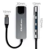 Hub USB-C QOLTEC 53795 5 em 1 com 100W PD, 2×USB-A, HDMI 4K, RJ45