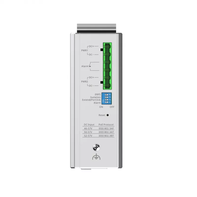 Switch de rede gerido L2 RUIJIE RG-NIS2100-4GT2SFP-HP — 4× Gigabit RJ45, 2× SFP, PoE++ (180 W), montagem em rack/parede/DIN
