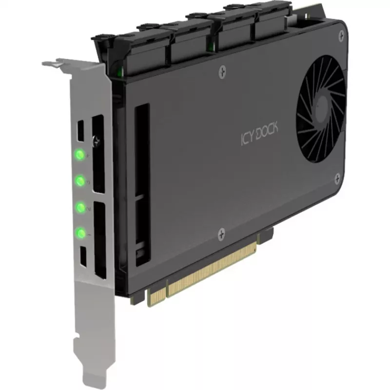 Placa adaptadora para rack móvel icy dock MB204MP-1B — rack móvel hot-swap para 4 × SSD M.2 NVMe
