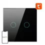 Interruptor de luz inteligente Avatto ZTS02-EU-B2 ZigBee 2 vias preto, montagem na parede, modelo EU