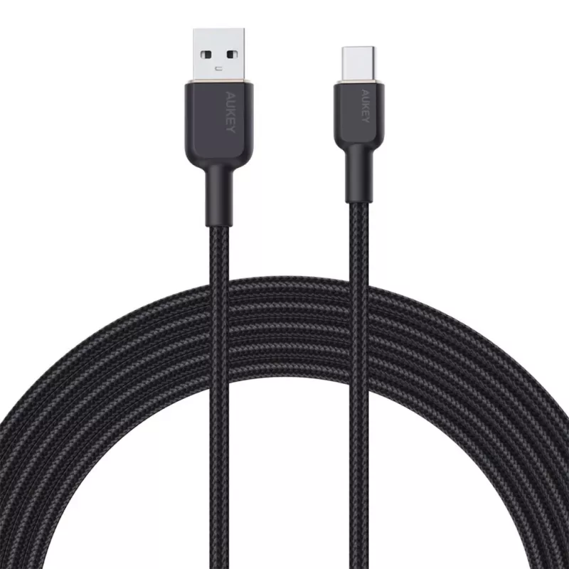 Cabo USB-A para USB-C Aukey CB-NAC1, 1 m, nylon entrançado, USB PD 60 W, USB 2.0