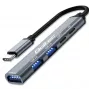 Qoltec 53790 Hub adaptador USB-C 3.1 5em1 | USB-C PD | USB-C | 2x USB 2.0 | USB 3.0