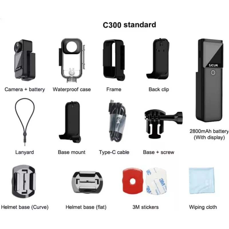 Câmara de ação SJCam C300 4K 30fps, design compacto à prova de água
