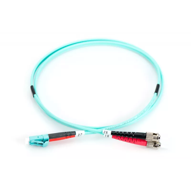 DIGITUS Professional - Cabo de rede - LC Multimodo (M) - ST Multimodo (M) - 1,0m - Fibra ótica - 50/125 micrómetros - OM3 - sem halogéneos, com proteção contra dobras