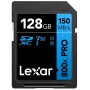Cartão de memória SDXC Lexar 128GB UHS-I 800xPRO Class 10 U3 V30 — 150 MB/s leitura, 45 MB/s escrita, preto