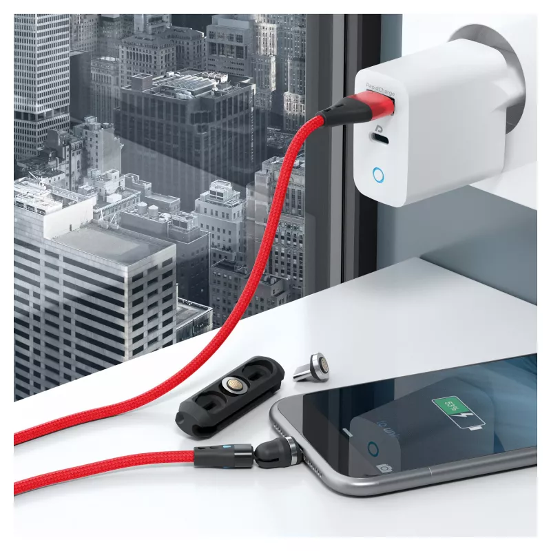 Cabo USB RealPower MagneticCharge3 1 m USB A Vermelho