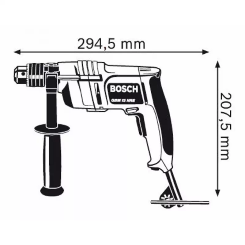Bosch GBM 13 HRE Professional 0601049603 berbequim com fio, 550 W, 550 rpm, 60 Nm, bucha de cremalheira de 13 mm, 2,1 kg, azul/preto