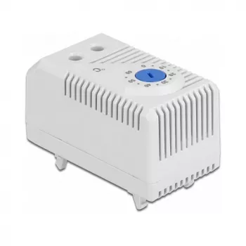 Termóstato DELOCK 66823, caixa de plástico IP20, 30 W, 250 V, 10 A, 43×60×33 mm, azul/cinzento