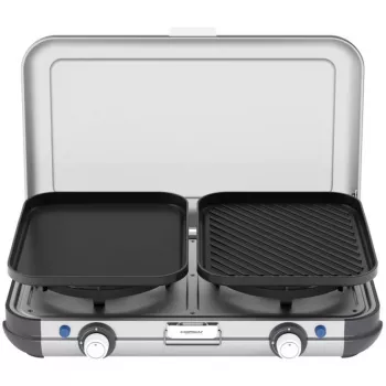 Fogão de campismo portátil Campingaz 2213311 — 2 zonas, 5,4 kg, 490×350 mm, preto/cinzento/prateado