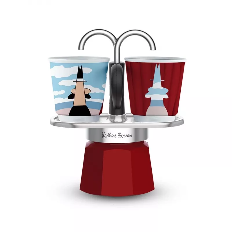 Bialetti Mini Express Magritte cafeteira Moka vermelho, prateado