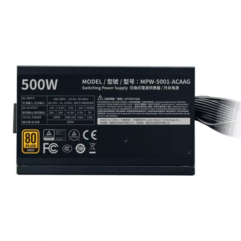 Cooler Master MPW-5001-ACAAG-NL GOLD Bulk, ATX, 500W, 80 PLUS GOLD, 120mm, HDB, preto