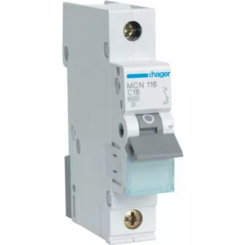 Hager MCN116 - 16 A - tipo C - 1 módulo(s) - -25 - 60 °C - -25 - 80 °C - 17,5 mm