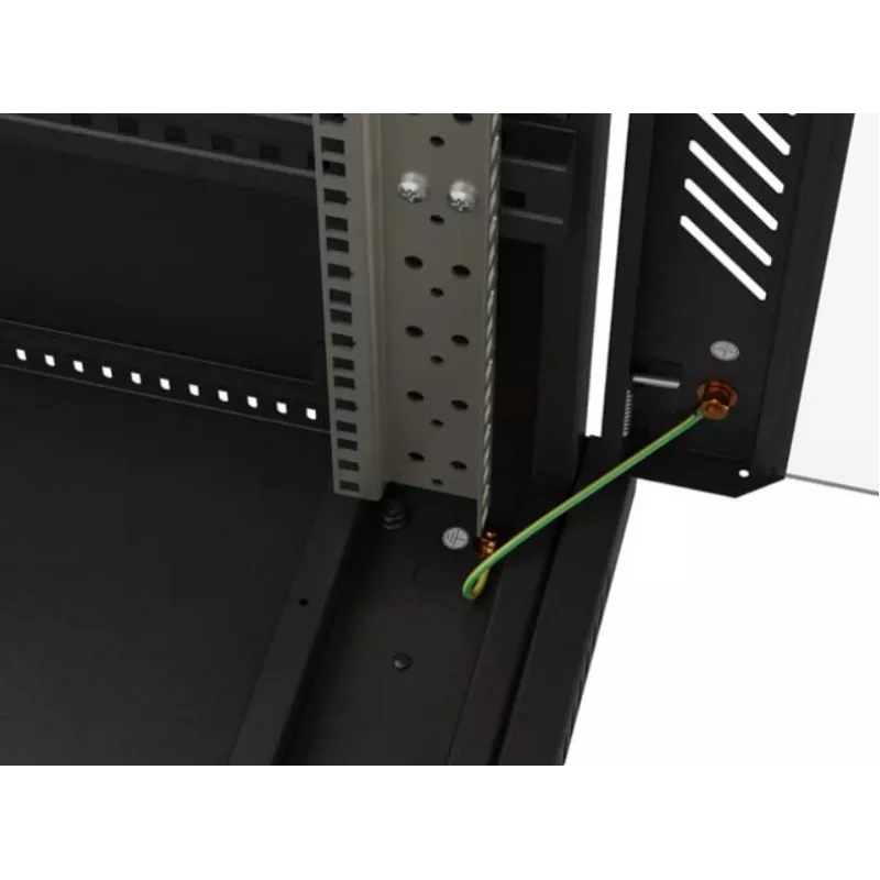 Armário rack LANBERG FF01-6222-12B 22U 600x1200 mm preto com portas frontal e traseira de vidro