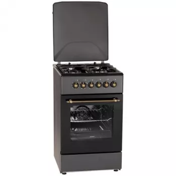 Fogão a gás/elétrico MPM MPM-56-KRM-13, 4 zonas de cozedura, forno elétrico 58 L, botões mecânicos, preto