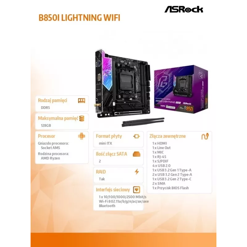 Motherboard ASRock B850I Lightning WiFi AM5 Mini-ITX