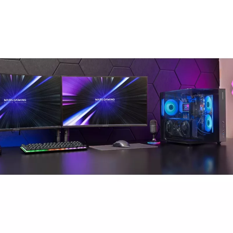 Caixa de PC Midi Tower TACENS Mars Gaming MC-INFINIOLITE, preta, vidro temperado, compatível com ATX/Micro-ATX/Mini-ITX, ventoinha de 120 mm