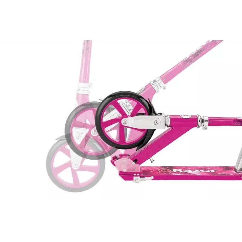 Trotinete Razor A5 Lux – alumínio dobrável, rodas de poliuretano de 20 cm, guiador ajustável, carga máx. 100 kg, rosa