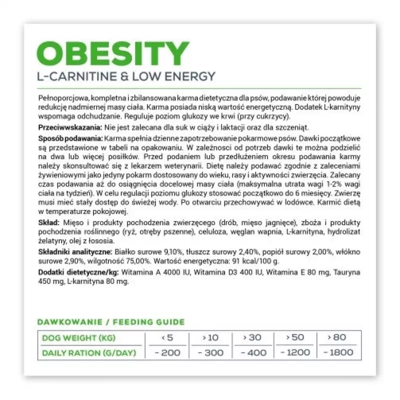Comida húmida para cães VETEXPERT Veterinary Diet Obesity para cães 400 g lata — aves, adulto, baixo teor de gordura, elevado teor de humidade