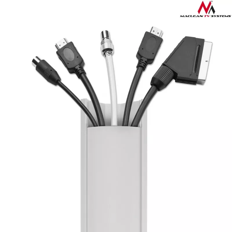 Maclean MCTV-575 proteção de cabos para chão, 1,5 m, 43 x 23 mm, altura 23–32 mm, branca, com fita adesiva