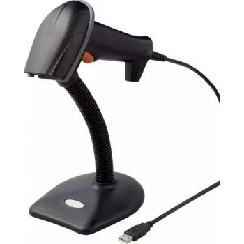 Leitor de códigos de barras 2D Renkforce com fios 1D, 2D Laser Preto leitor de mão USB (RF-3376032)