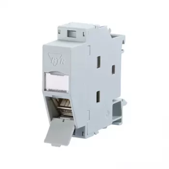 Metz Connect REGplus IP20 C6A Módulo 180°M - Tomada de ligação DIN para montagem em calha - RJ-45 - Cinzento claro (130B117003-E)