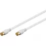 Cabo de ligação SAT Wentronic Goobay, F-Quick, 100 % blindado, dourado, branco, 2,5 m – ficha F (Quick) ficha F (Quick) (62744)