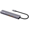 Hub USB Type-C CANYON DS-17 — HDMI, USB 3.2 Gen 1 A, USB-C, MicroSD, 10000 Mbit/s, cinzento