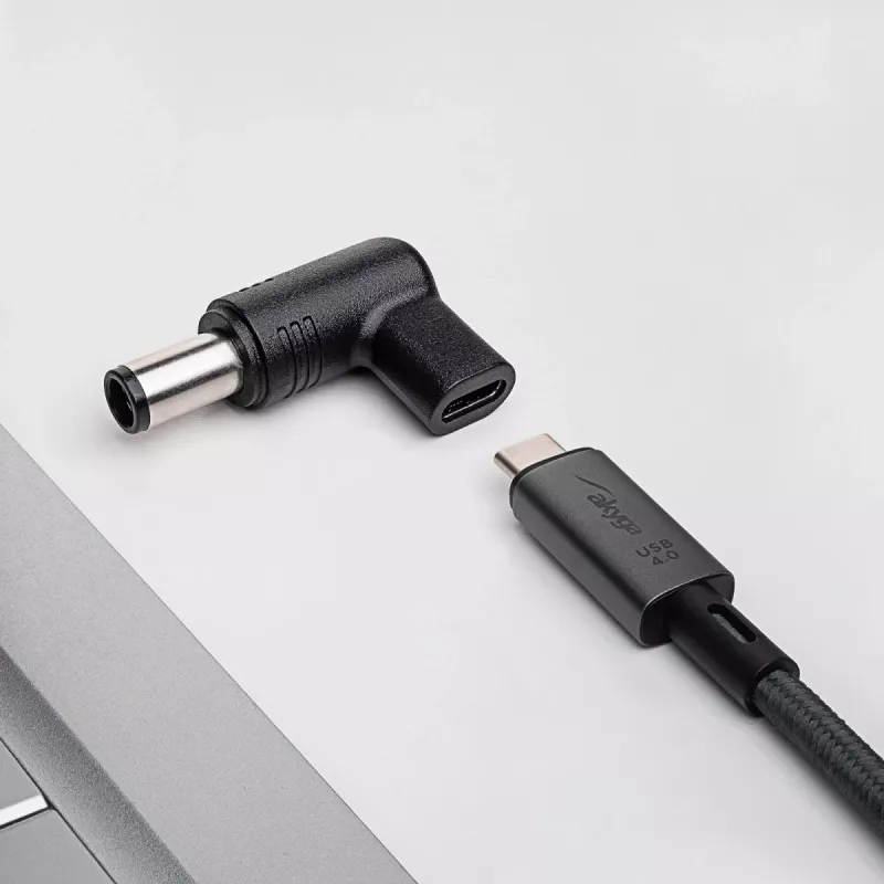Akyga AK-ND-C08 adaptador de carregamento USB-C para DC 7,4 x 5,0 mm + pino para portáteis, 18,5-20 V, 100 W, para Dell