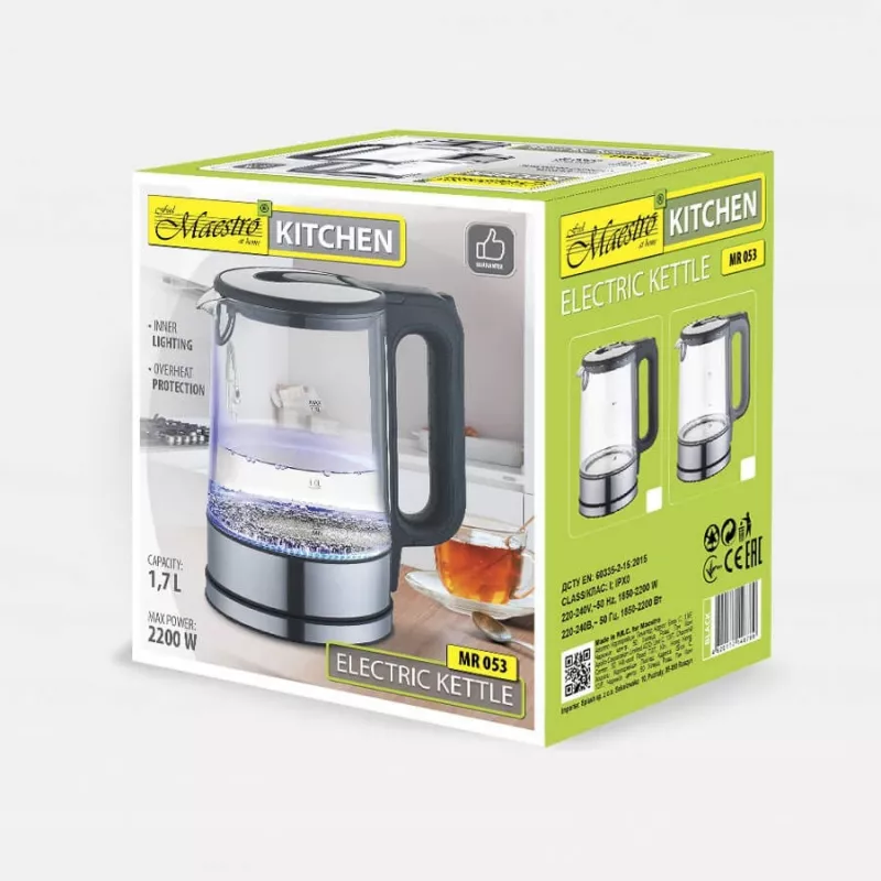 Chaleira elétrica MAESTRO MR-053 1,7 L 2200 W (MR-053-Cinzento) Cinzento