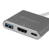 SilverStone SST-EP08C - Adaptador USB 3.1 Type-C para HDMI/USB Type C/USB Type A - Prateado