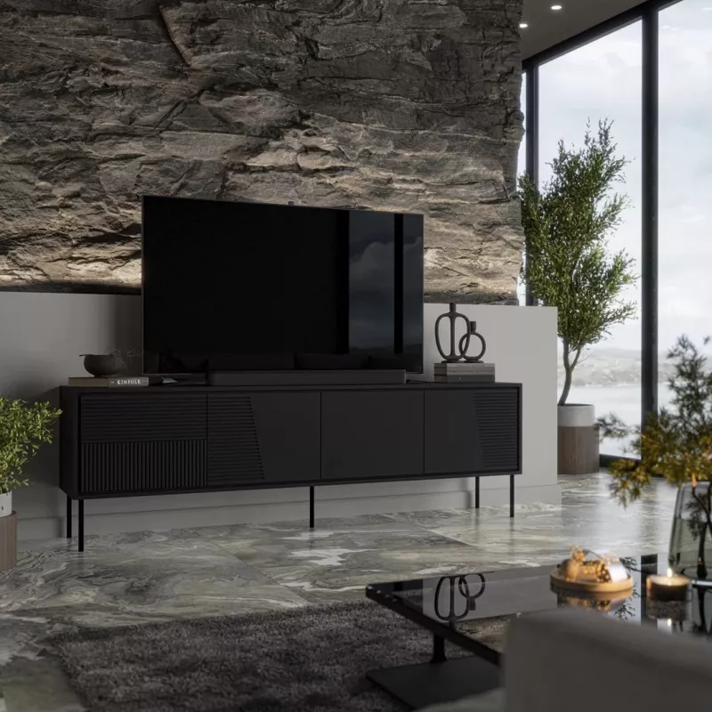 Móvel RTV ABI 4D 200x38x62 preto mate