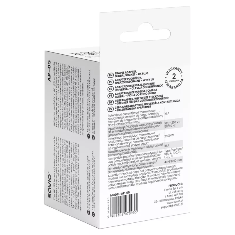 Savio AP-05 fonte de alimentação interior 2500 W branco