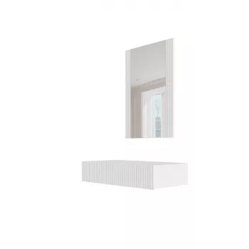 Penteadeira com espelho cama meble PAFOS 80×41,6×100 cm, branco mate, estrutura em MDF, 1 gaveta