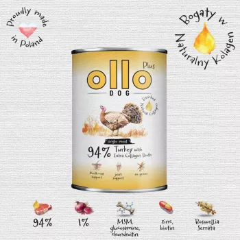 Ollo Plus Colagénio Peru 400g Lata de comida para cães