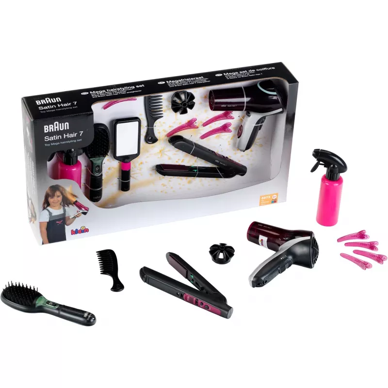 Conjunto de beleza e penteado infantil de 10 peças Theo Klein castanho em plástico