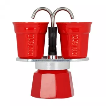 Bialetti Mini Express máquina de café vermelho 2 chávenas + 2 chávenas