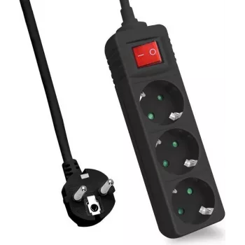 Extensão elétrica helos CLASSIC 3 tomadas preto 5.0 m com interruptor
