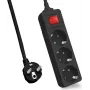 Extensão elétrica helos CLASSIC 3 tomadas preto 5.0 m com interruptor