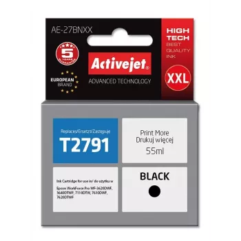 Tinteiro ActiveJet AE-27BNXX compatível com Epson, preto, XL 55 ml, tinta pigmentada, rendimento 2200 páginas