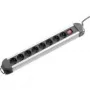 Régua de tomadas Renkforce 815A-CMB, 8 tomadas, preto/prateado, com interruptor