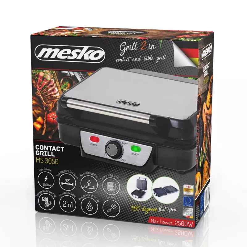 Grelhador de contacto Mesko MS 3050, 1800 W, preto/aço inoxidável