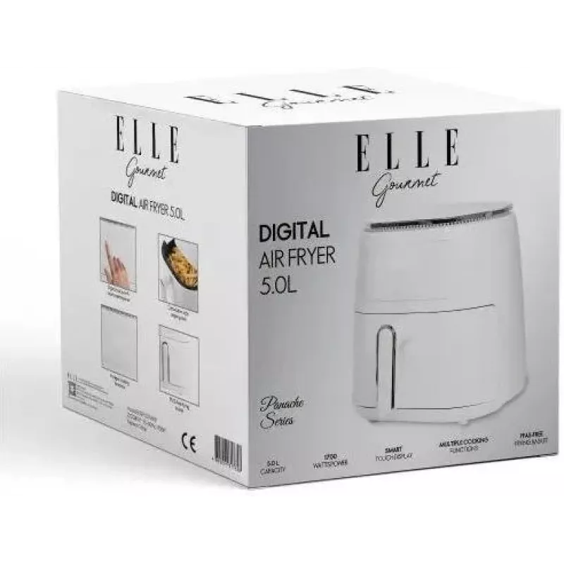 Fritadeira de ar quente Elle EKAFP501WHEU 5 L, branca — aparelho de bancada compacto para fritar sem óleo