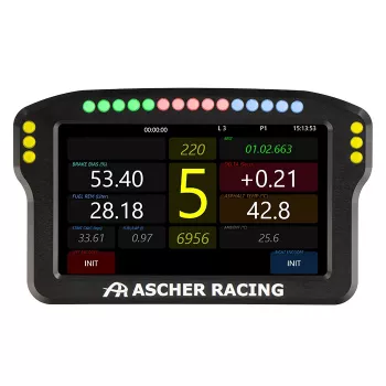 Painel de dashboard para volante Ascher Racing 5 polegadas Modelo 76080029 para ecrãs de sim-racing