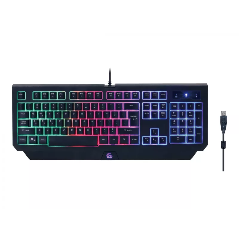 Gembird GGS-UMGL4-01 Phantom kit gaming 4 em 1 retroiluminado (teclado, rato, auscultadores, tapete de rato), com fio USB, disposição US, preto