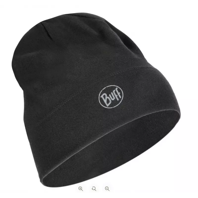 Gorro Buff Merino Midweight — Solid preto, tamanho único, lã merino, outono/inverno, desporto