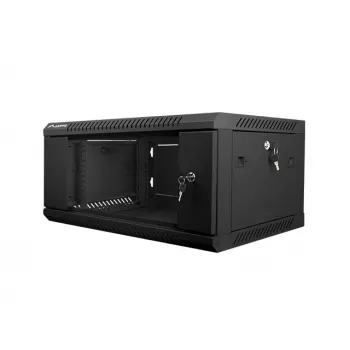 Armário de rede de parede LANBERG WF01-6404-10B 4U 19 polegadas 600×450×285 mm IP20 preto, capacidade de carga 60 kg